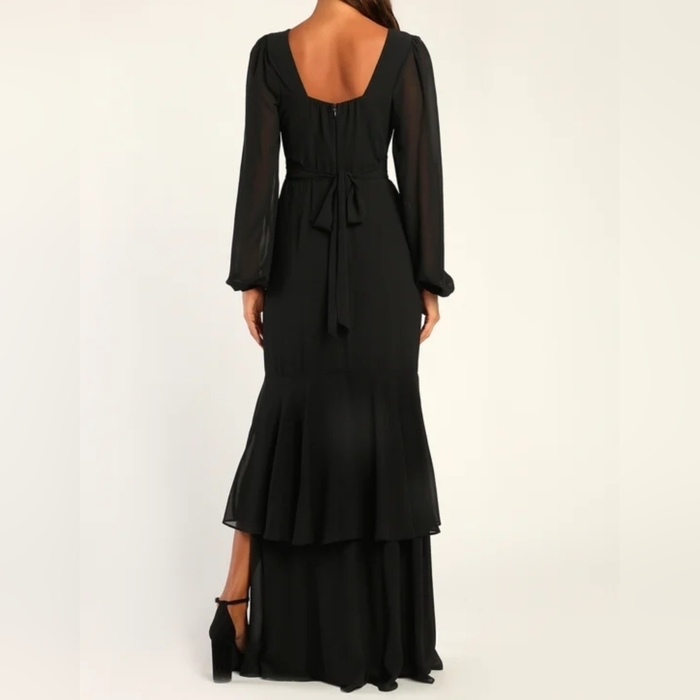 Lulus Tier Elegance Black Long Sleeve Tiered Maxi Dress, Size Small, NWT! - Picture 5 of 10